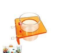 Fish Tank Feeding, Small Aquarium Floating Station, 3.7x3.5x3.1 Inch Square with Fluorescent Build, Transparent Debris Guard, Acrylic with Modern Style, Accessory for and Tropical Tanks