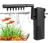 Fish Tank Filter, 3 in 1 Aquarium Filter for Small Tank, 5W Built-in Filter Pump, Low Noise Design with Spray Rod, with Oxygenation Function, Suitable for Small Aquariums/Fish Tanks/Turtle Tanks