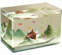 Fish Tank, Fish Bowl, Goldfish Bowl, Living Room Small Aquarium Desktop Transparent Glass Fish Tank Turtle Breeding Box(40x23x25cm)