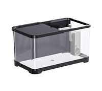 Fish Tank Fish Tank Desktop Transparent Acrylic with Lid and Base Small Living Room Household Breeding(Black,Small)