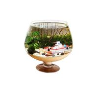 Fish Tank Fish Tank Goblet Shaped Aquarium Desktop Ecological Bottle Small Clear Glass Water for Pets(M)