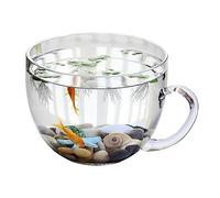 Fish Tank Fish Tank Large Bowl Shape with Handle Glass Aquarium Transparent Thickened Table Top Ecological Ornaments