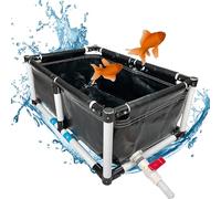 Fish Tank for Outdoor Ponds, Large Rectangular Holding Pool with Drain Valve for Koi and Turtles, Durable PVC Construction