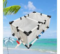 Fish Tank for Outdoor Ponds, Large Rectangular Holding Pool with Drain Valve for Koi and Turtles, Durable PVC Construction