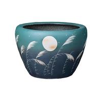 Fish Tank Garden Large Cylinder Ceramic Water Tank Goldfish Tank Lotus Bowl Lotus Water Lily Pot Garden Hydroponic Tank Glass Fish Tank(42cm)