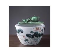 Fish Tank Hand-painted Ceramic Fish Tank Circulating Water Fish Tank Turtle Tank Living Room Courtyard Floor-standing Fish Tank Glass Fish Tank(A,S)
