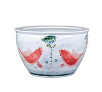 Fish Tank Hand-painted Ceramic Fish Tank Water Tank Balcony Water Lily Lotus Tank Outdoor Garden Decoration Fish Tank Courtyard Glass Fish Tank(41cm)