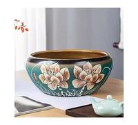 Fish Tank Handmade Ceramic Fish Tank Desktop Living Room Decoration Bowl Water Lily Flower Pot Hydroponic Container Turtle Tank Glass Fish Tank(32cm)
