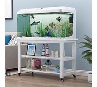 Fish Tank Holder,Fish Tank Stand,20-29 Gallon Metal Aquarium Stand With Wheels,Double Layer Rolling Breeder Tank Stands,Turtle Tank Terrariums Tank Breeder Reptile Tank S,White + White-60x40x74cm