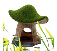 Fish Tank House Shelter | Green Moss | Handcrafted Ceramic Decoration for Underwater Play and Breeding | Realistic Cave Habitat for Fresh and Marine Aquarium Pets and Landscaping