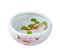 Fish Tank Jingdezhen Ceramic Fish Tank Hand-painted Desktop Fortune Goldfish Turtle Feeding Tank Pot Ceramic Round Flowerpot for Desktop Display,One Color-24x24x12cm