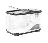 Fish Tank Kit - 13.98 Inches Versatile Aquarium for Betta, Turtle Container with Stairs, Aquatic Enthusiast Setups for Freshwater & Saltwater, Complete with Plant Decor, Gravel & Sand, Home, Office
