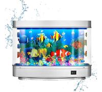 Fish Tank Lamp, 2024 New Artificial Aquarium With Moving Fish, Virtual Ocean Toy Rotating Lamp, Sensory Night Light for Home Bedroom Office Desk (A)