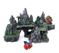 Fish Tank Mountain Decoration,Aquarium Accessories,Aquarium Decor for Betta N Goldfish Hideouts Cave Hide Ornament for 10-50 Gal,Aquarium Mountain Landscape shelter for Hide N Play(10.4" L)