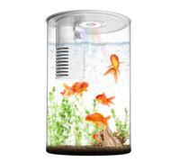 Fish-Tank-Night-Light, 3 Gallon Fish Tank with Filter and Light, Self-Cleaning Desktop Aquarium Starter Kit & LED Lamp, 360 View for Small Fish, Kids Room & Home Decor(7 Color Modes, White)