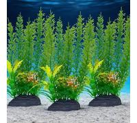 Fish Tank Plants,3 pcs Large Aquarium Aquatic Decor,Green Lifelike Plants Artificial Aquarium Decorations,Betta Turtle Fish Tank Plant Hides Accessories for Household and Office Aquarium Simulation