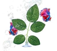 Fish Tank Plants | Betta Fish Leaf Pad with Suction Cup | Realistic Rest Bed for Shrimp Spawning Habitat Playing Guppy Sleeping Enrichment Enclosure