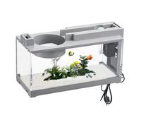 Fish Tank, Quiet Small Aquarium, Aquarium Tank with Filter, Decorative Retro Quiet Small Aquariums, Transparent Betta FishTank, Desktop Fish Water Cycling Betta for Home Decor