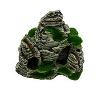 Fish Tank Rock Cave Landscape Decor Realistic Mountain View Stone Ornament 11x5.5x9.5cm for Beautiful Aquascaping (F416C)