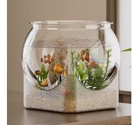 Fish Tank Round Clear Desktop Fish Bowl for Betta or Goldfish Bowl Vase Aquarium Decoration(16x16x14cm)
