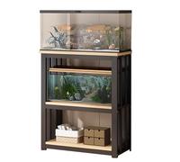 Fish Tank Stand 3-Tier Adjustable Terrarium Tank Shelf for Storage, Metal Frame Aquarium Stand for Living Room Corner, Entryway Terrapin Tank Table with Accessories(Black,90x40 cm (35 3/8 x 15 3/4"))