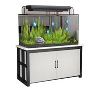 Fish Tank Stand Heavy Duty Breeder Tank Holder for Vivarium, Entryway Insect Tank Tabletop for Accessories Storage, Home Display Bracket with Cabinet & Doors(White,40x30cm (15.75x12in))