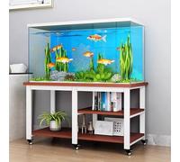 Fish Tank Stand Indoor Corner Reptile Holder with Wheels, Decorative Fish Tank Shelf Cabinet for Farmhouse Entryway, Metal Aquarium Shelf System for Home & Office(Walnut,50x40 cm (19 3/4 x 15 3/4"))