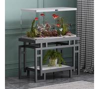 Fish Tank Stand Iron Frame Aquarium Tank Shelf for Home Corner, Matte Black Turtle Tank Terrace Bracket for Farmhouse, 2 Tier Reptile Stand Cabinet for Display Insect(40x35 cm (15 3/4 x 13 3/4"))