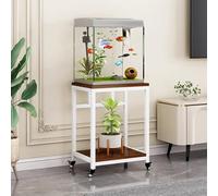 Fish Tank Stand,Mobile Fish Tank Stand on Wheels, Sturdy Oak Storage Shelf for Home/Office/Pet Stores, Durable Steel & Wood Construction, 40x30cm (15.7x11.8in)