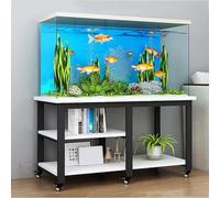 Fish Tank Stand, Open Aquarium Stand, 2-Tier Breeder Turtle Reptile Terrarium Shelf, Tank Storage Cabinet with 6 Movable Universal Wheels, Total Load 3300Lbs, for Home & Office(A,60 * 40 * 74CM)