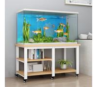 Fish Tank Stand, Open Aquarium Stand, 2-Tier Breeder Turtle Reptile Terrarium Shelf, Tank Storage Cabinet with 6 Movable Universal Wheels, Total Load 3300Lbs, for Home & Office(B,60 * 35 * 74CM)