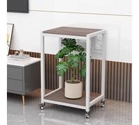 Fish Tank Stand Rolling Turtle Tank Bracket for Display Pot Plants, Wood Grain Breeder Tank Shelves for Home Corner, Heavy Duty Aquatic Plant Rack Tabletop for Office(Gray Oak,50x40 cm (19 3/4 x 15 3/
