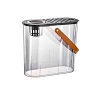 Fish Tank Transparent Acrylic Fish Tank with Breathable Lid and Easy to Move Carrying Handle Living Room Office Desktop Decorative Planter(Black)