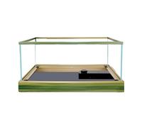Fish Tank Transparent Glass Aquarium with Decorative Border Living Room Office Ornamental Desktop Fish Tank Turtle(43x26x21cm)