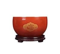 Fish Tank Treasure Bowl Ceramic Fortune Fish Tank Desktop Small Feeding(Red,26cm)
