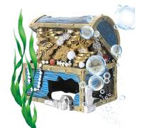 Fish Tank Treasure Box,Resin Ornament - Fish Tank Ornaments - for Betta Shrimp Lizard Turtle Reptile Terrarium