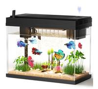 Fish Tank with Desktop Humidifier, 2.38 Gallon Quiet Eco Aquarium,Smart Touch LED Light & Temperature Display, Glass Mini Fish Tank