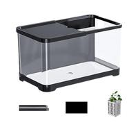 Fish Tanks Kit - 12.05x7.24 Inch AS ABS Cylinder Aquarium, Clear Desktop Tank, Decorative Saltwater Habitat, Hanging Basket Organizer, Creative Vivid Electrostatic Sticker | Versatile Small Tank For J