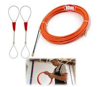 Fish Tape 10m Cable Puller, Wire Pulling Tool with 4.0mm, Retractable Fish Tape for Electrical Cables, Wire Puller with 2 Guide Springs, Durable and Smooth Cable Fishing Tool for Electricians