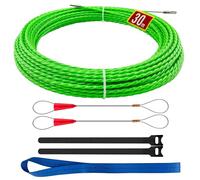 Fish Tape 30m, Fish Tape Cable Puller 4.5mm, Cable Pullers for Electrical Cables, Retractable Draw Wire with Pull-Out Aid Plus 2 Guide Springs
