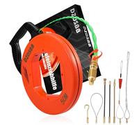 Fish Tape 50m, Fish Tape Cable Puller 4.5mm,M5 Thread Cable Pullers for Electrical Cables, Retractable Draw Wire with Housing and 7 Guide Springs