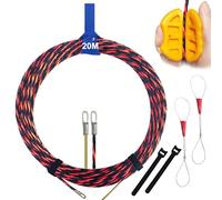 Fish Tape Cable Puller Kit 20m 4.8mm Fish Tape Power Cable Pulling Tool Through Wall Wire Guide Device Cable Pullers for Electrical Cables Retractable Draw Wire with 2 Guide Springs