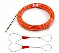 Fish Tape Cable Puller, Wire Pulling Tool with 4.0mm, Retractable Fish Tape for Electrical Cables, Wire Puller with 2 Guide Springs, Durable Smooth Cable Fishing Tool for Electricians (Orange-15Meter)