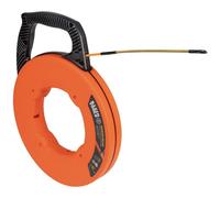 Fish Tape, Fiberglass Wire Puller with Spiral Steel Leader, Optimized Housing and Handle, Klein Tools 56350, Orange/Black, 15 m
