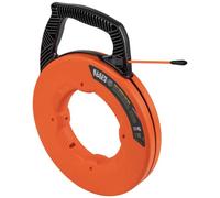 KLEIN TOOLS 56382 Fish Tape, Multi-Groove Fiberglass Wire Puller with Nylon Tip, Optimized Housing and Handle,Orange/Black, 15 m
