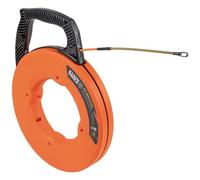 Fish Tape, Multi-Groove Fiberglass Wire Puller with Spiral Steel Leader, Optimized Housing and Handle, 100-Foot x 0.182-Inch Klein Tools 56380