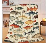 Fish Throw Blanket Fish Gifts for Kids Girls Boys Adults Women Men Soft Cozy Warm Plush Fluffy Fuzzy Fleece Blanket Birthday Festival Decor 40''X50''
