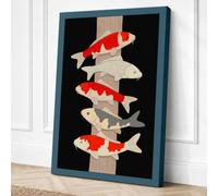 Fish Totem Geometric Canvas Wall Art Print 24x16 Inch