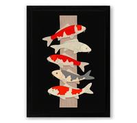 Fish Totem Geometric Framed Wall Art Print A1 (84.1×59.4cm) Black, Wall Decor for Living Room, Bedroom, Office & Home, Ready to Hang, Art Gift
