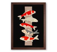 Fish Totem Geometric Framed Wall Art Print A1 (84.1×59.4cm) Walnut, Wall Decor for Living Room, Bedroom, Office & Home, Ready to Hang, Art Gift